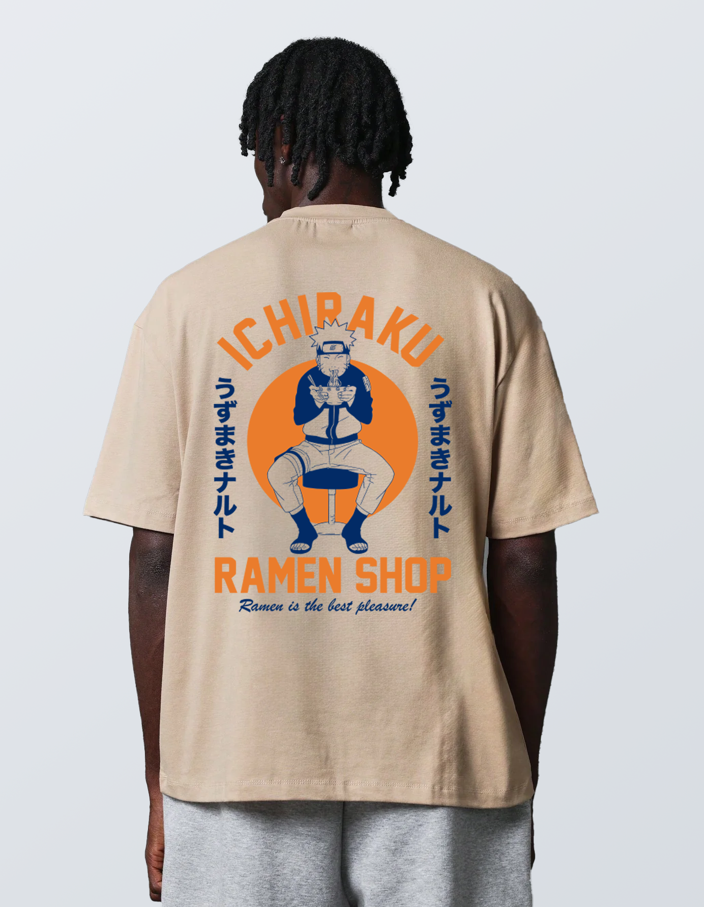 Ichiraku Ramen Oversized T-Shirt ( Blue & Orange ) Anime Streetwear Essential