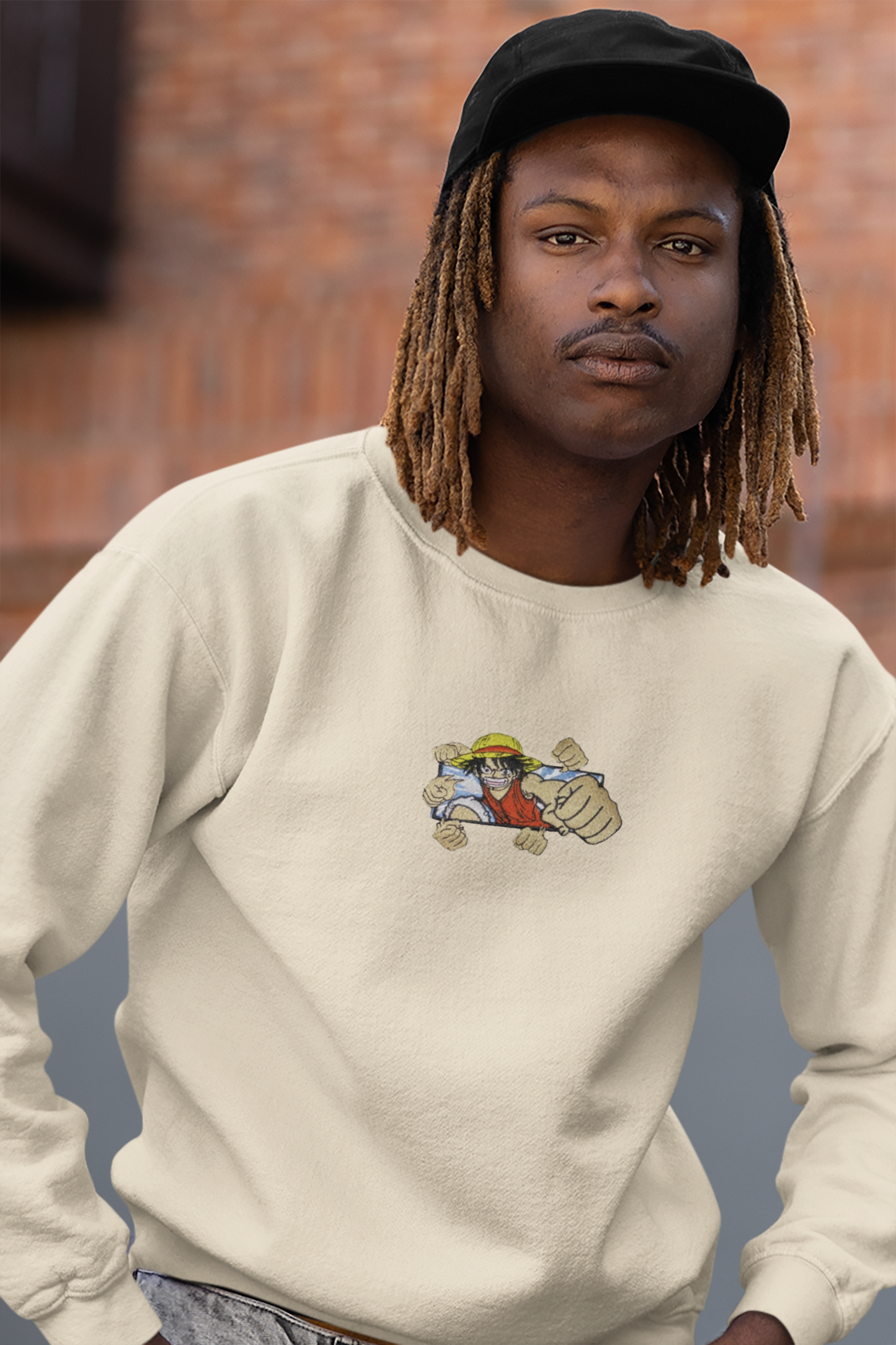Tan crew neck, Crew neck, Luffy, Luffy Crew neck, One piece, One piece gift, Unisex, Unisex sweater, Anime gift , Anime lover, Anime