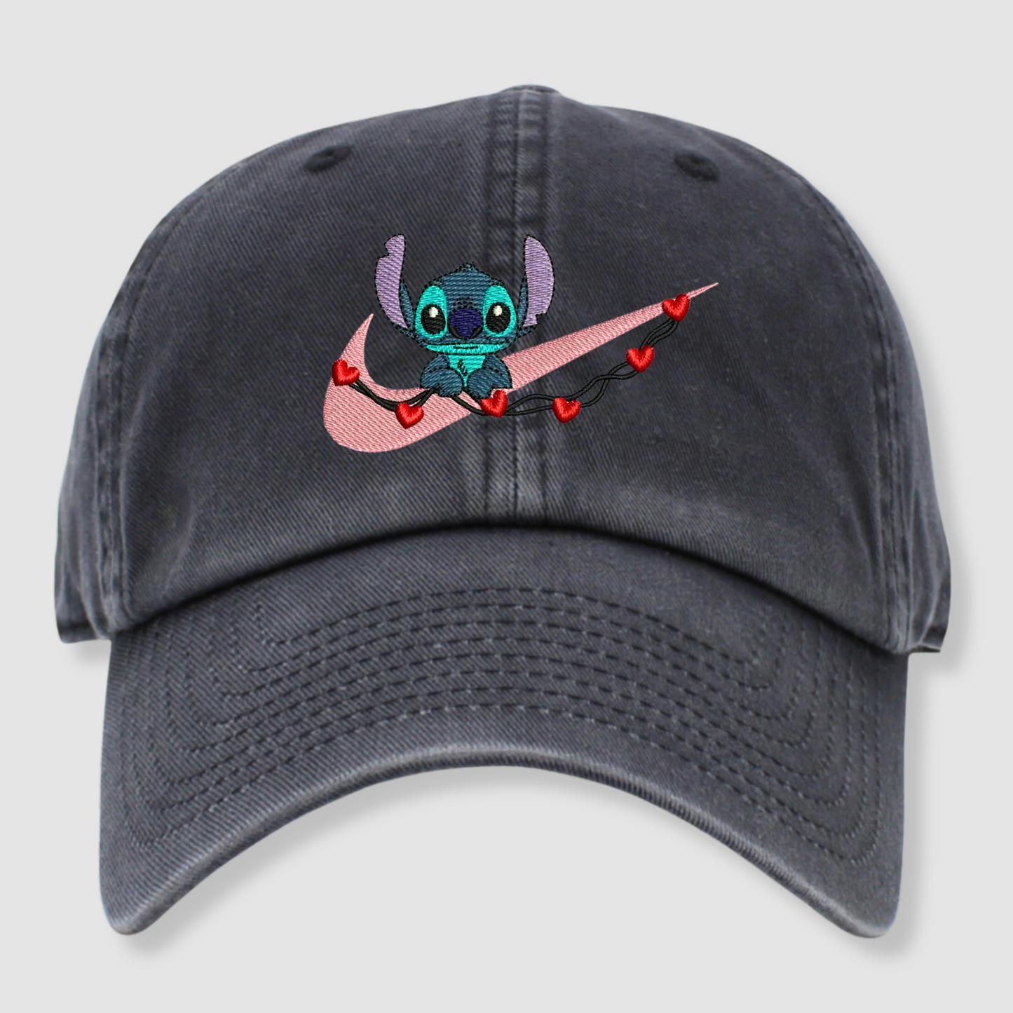 Nike-Inspired Stitch Dad Hat: Premium Embroidered Apparel for Lilo & Stitch Fans