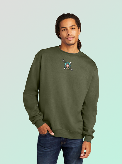 Cherry Skull Crewneck – Sand Embroidered Anime-Inspired Sweater