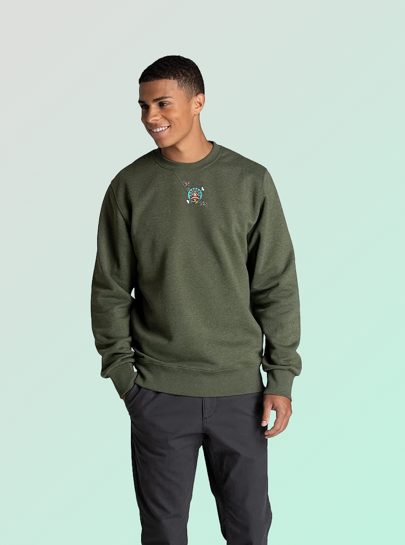 Cherry Skull Crewneck – Sand Embroidered Anime-Inspired Sweater