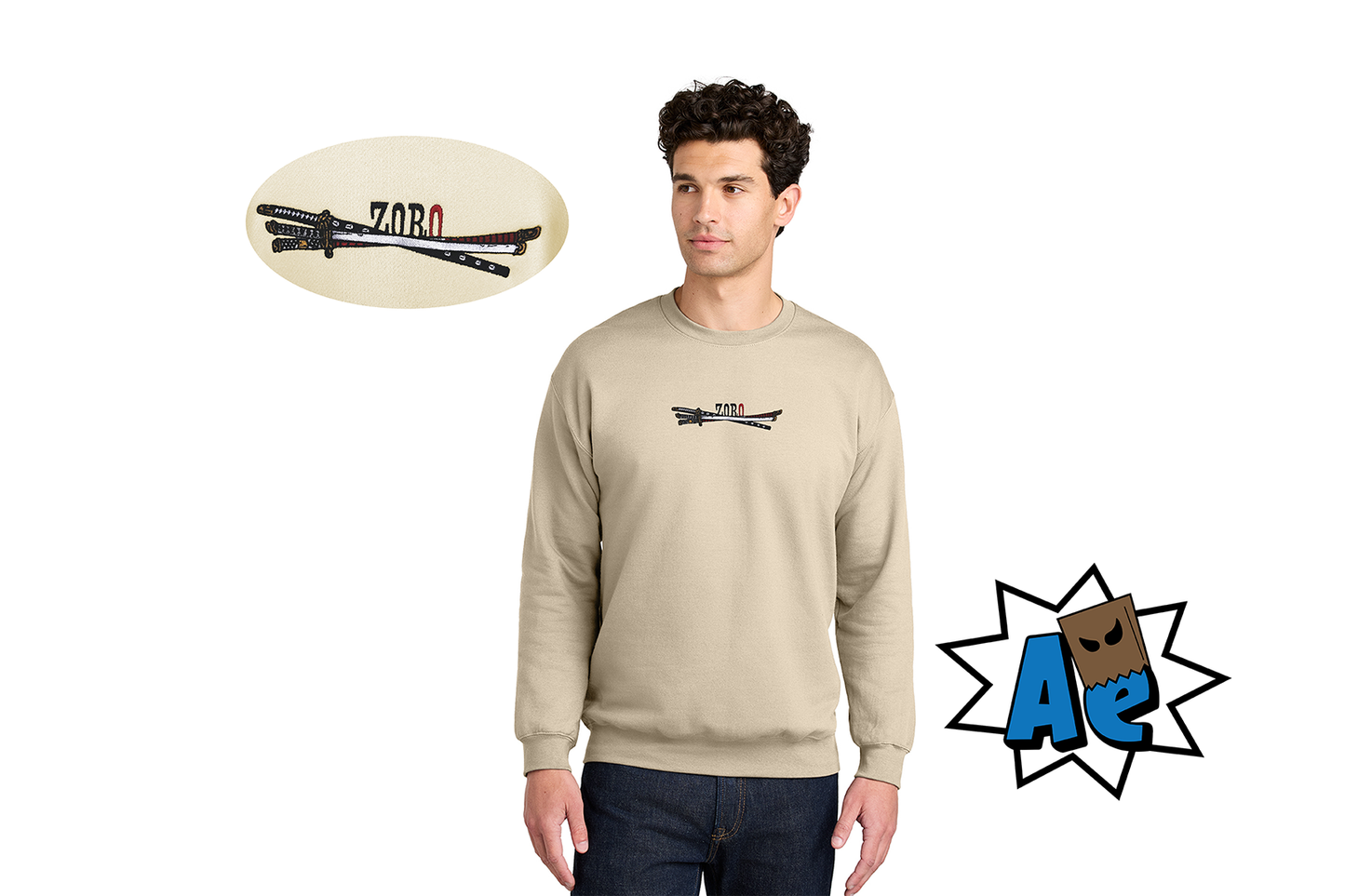 Triple Blade Warrior Embroidered Sweatshirt