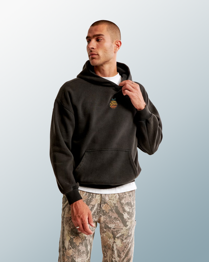 Embroidered Flame Fruit Anime Inspired Hoodie, Unisex Heavy Weighted hoodie Pullover