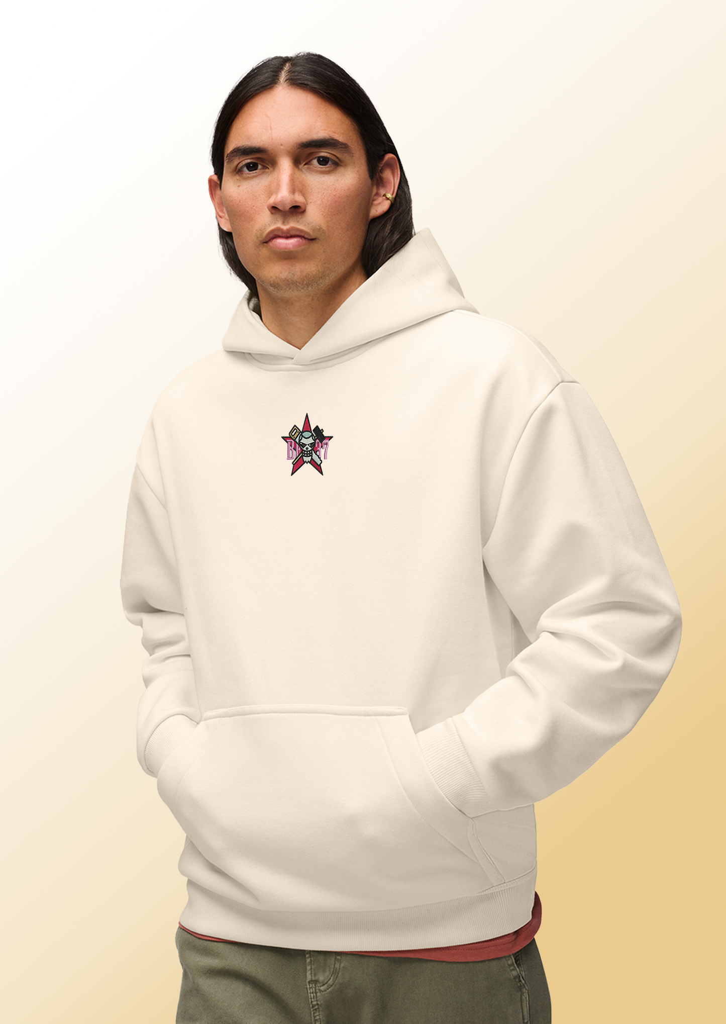 Heavy Weighted Hoodie Franky Mecha Skull  Design