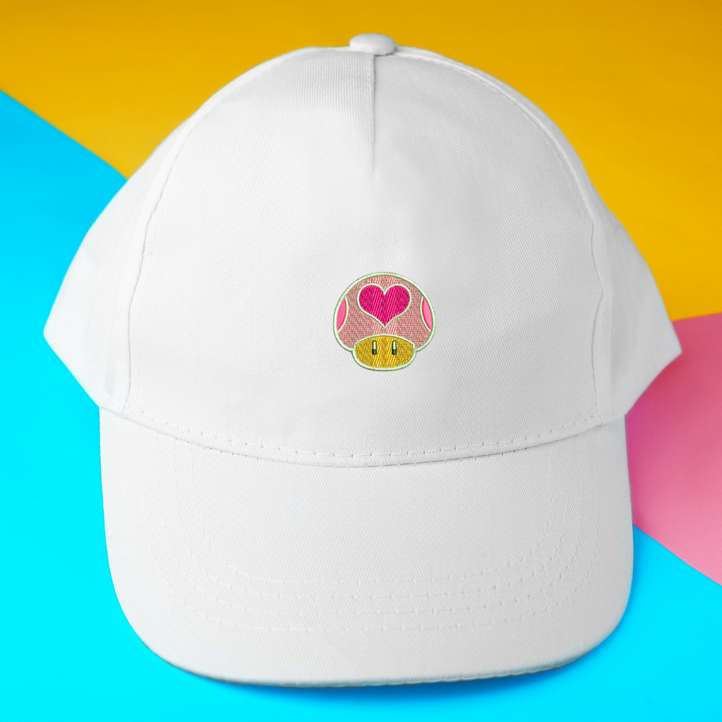 Cute Mario Heart Shroom Embroidered Hat