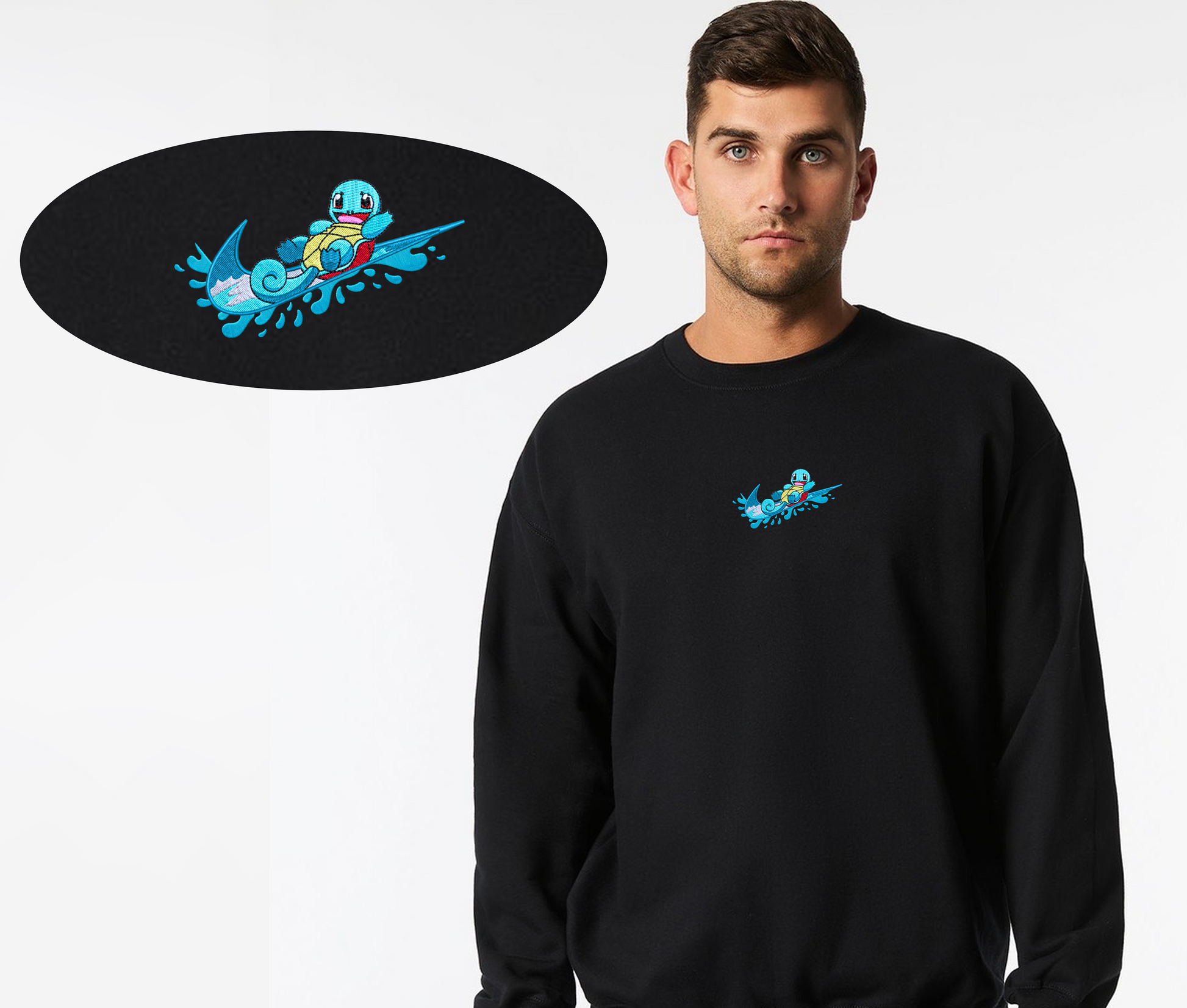 Squirtle, Water type, Starter pokemon, pokemon, Pokemon Go, Pokemon Sweater, Crew neck, Unisex, Pickachu, Gangar, Snorlax, Black crew neck