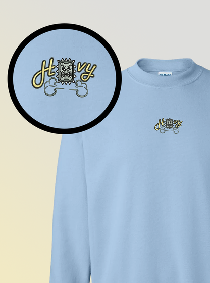 Heavy Crewneck | Retro Game-Inspired Thwomp Design | Vintage Streetwear Aesthetic