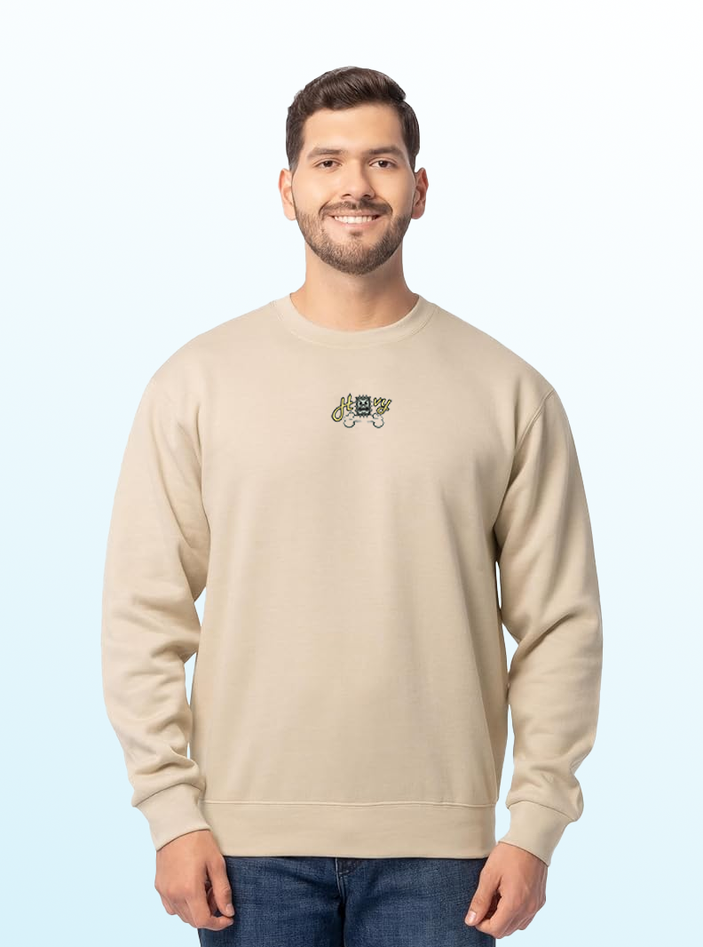 Heavy Crewneck | Retro Game-Inspired Thwomp Design | Vintage Streetwear Aesthetic