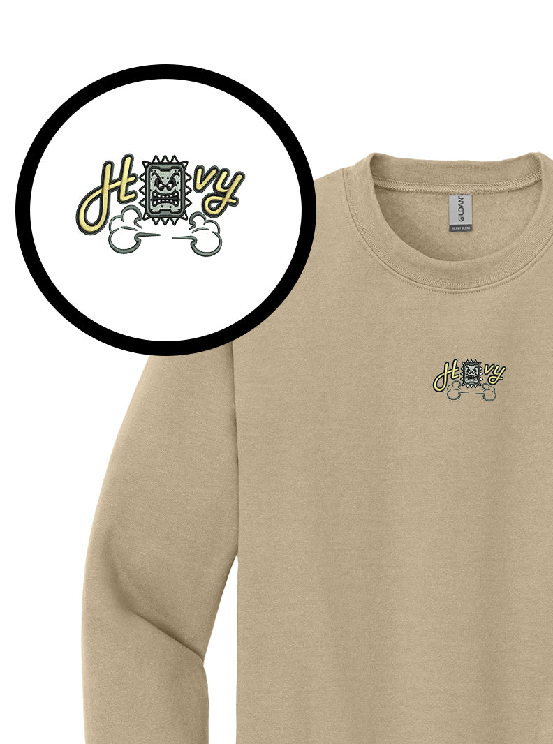 Heavy Crewneck | Retro Game-Inspired Thwomp Design | Vintage Streetwear Aesthetic