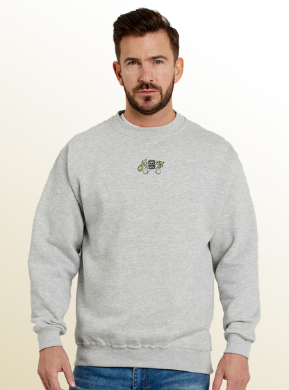 Heavy Crewneck | Retro Game-Inspired Thwomp Design | Vintage Streetwear Aesthetic